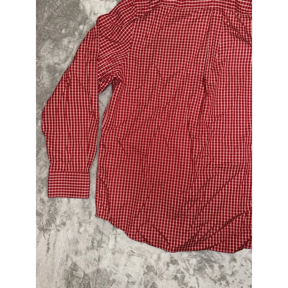 Eddie Bauer‎ Mens Shirt L Red Plaid Wrinkle Resistant Button Down Chest Pocket